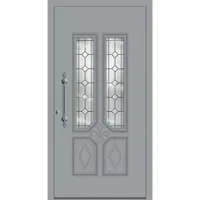 Haustuerenland.de Aluminium Landhaustür "THEA" 78 mm RC2 Fenstergrau RAL 7040 beidseitig innen öffnend DIN links