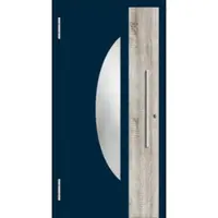 Haustuerenland.de RC2 Aluminium Haustür "TAMIA" flügelüberdeckend Stahlblau RAL 5011 beidseitig außen öffnend DIN links