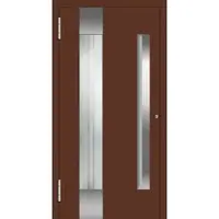 Haustuerenland.de Aluminium Haustür mit Griffmulde "PHILIPPA" 78 mm RC2 Mahagonibraun RAL 8016 beidseitig außen öffnend DIN links