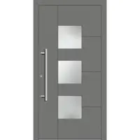 Haustuerenland.de Smarte Haustür "SKADI" 79 mm RC2 mit Fingerprint Graualuminium RAL 9007 innen öffnend DIN links