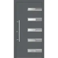 Haustuerenland.de Smarte Haustür "SMILLA" 79 mm RC2 mit Fingerprint Basaltgrau RAL 7012 innen öffnend DIN links