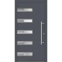 Haustuerenland.de Smarte Haustür "SMILLA" 79 mm RC2 mit Fingerprint Schiefergrau RAL 7015 innen öffnend DIN rechts