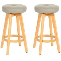 Proregal 2er-Set Barhocker Drehbar Und Einfach Sitzhöhe 67cm Holz Kunstleder Drehbar Taupe Helle Beine Barstuhl Tresenhocker