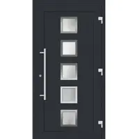 Haustuerenland.de Smarte Aluminium Haustür "SISSI" 79 mm RC2 mit Fingerprint Anthrazit RAL 7016 außen öffnend DIN rechts