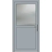 Haustuerenland.de PREMIUM Aluminium Nebeneingangstür "PAULA-Q" 59 mm Fenstergrau RAL 7040 beidseitig innen öffnend DIN rechts
