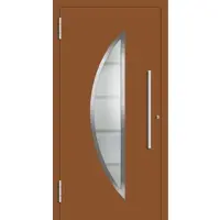 Haustuerenland.de Aluminium Haustür "SUSAN" 78 mm RC2 Lehmbraun RAL 8003 beidseitig außen öffnend DIN links