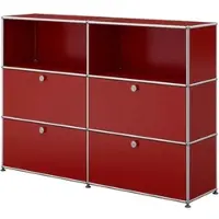 USM United Soft USM Haller Sideboard mit 4 Klapptüren und 2 offenen Fächern rubinrot