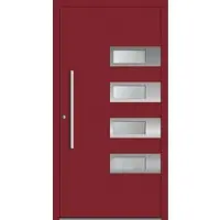 Haustuerenland.de Schüco Aluminium Haustür "SHIRIN" ADS 75.SI RC2 Purpurrot RAL 3004 innen öffnend DIN links