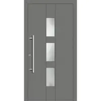 Haustuerenland.de Haustür mit Fingerprint "THERESA" 79 mm RC2 Graualuminium RAL 9007 beidseitig innen öffnend DIN links