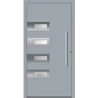 Haustuerenland.de Aluminium Haustür nach Maß "SHIRIN" 60 mm RC2 Fenstergrau RAL 7040 beidseitig innen öffnend DIN rechts