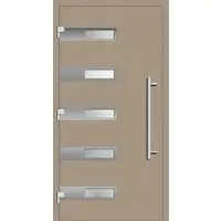Haustuerenland.de Smarte Haustür "SMILLA" 79 mm RC2 mit Fingerprint Graubeige RAL 1019 außen öffnend DIN links