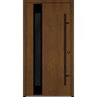 Haustuerenland.de Aluminium Haustür "PALOMA" BLACKLINE 68 mm energiesparend Golden Oak holzähnlich beidseitig innen öffnend DIN rechts