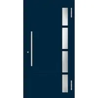 Haustuerenland.de Aluminium Haustür RC2 "RHEA" 78 mm Stahlblau RAL 5011 beidseitig außen öffnend DIN rechts