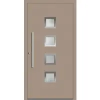 Haustuerenland.de SCHÜCO ADS 75.SI Haustür Aluminium "TILLA" Graubeige RAL 1019 beidseitig innen öffnend DIN links