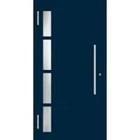 Haustuerenland.de Aluminium Haustür RC2 "RHEA" 78 mm Stahlblau RAL 5011 beidseitig außen öffnend DIN links