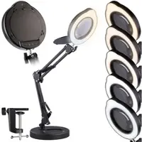 Lunartec LED-Lupenleuchte, 10-fach, CCT, 500 lm, dimmbar, Tischklemme/Standfuß