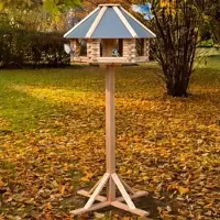 Voss.garden Tofta - hochwertiges Vogelhaus aus Holz mit Metalldach, inkl. Ständer