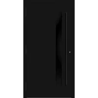 Haustuerenland.de Aluminium Haustür RC2 "SABRINA" 90 mm BLACKLINE Signalschwarz RAL 9004 beidseitig außen öffnend DIN links