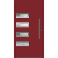 Haustuerenland.de Aluminium Haustür RC2 "SHIRIN" 78 mm Purpurrot RAL 3004 beidseitig innen öffnend DIN rechts