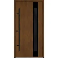 Haustuerenland.de Aluminium Haustür "PALOMA" BLACKLINE 68 mm energiesparend Golden Oak holzähnlich beidseitig innen öffnend DIN links