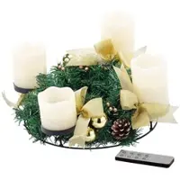 Britesta Adventskranz, golden, 4 weiße LED-Kerzen mit bewegter Flamme
