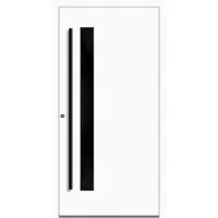 Haustuerenland.de Aluminium Haustür RC2 "SABRINA" 90 mm BLACKLINE Weiß RAL 9016 beidseitig innen öffnend DIN links