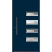 Haustuerenland.de Aluminium Haustür RC2 "SHIRIN" 78 mm Stahlblau RAL 5011 beidseitig innen öffnend DIN links