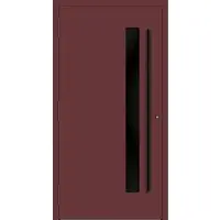 Haustuerenland.de Aluminium Haustür RC2 "SABRINA" 90 mm BLACKLINE Rotbraun RAL 8012 außen öffnend DIN links