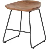 Feeling4Home Sitzhocker Ergacian 2er-Set Akazienholz, klassisch, Natur, mit stabilem Metallgestell