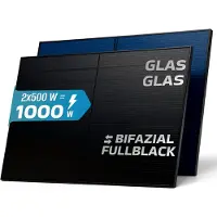 SUNNIVA Solarmodul 2x 500 W FULL BLACK Bifazial Glas/Glas PV Modul Solarpanel - PMax 1000W (2x500W) Bifacial N-Type, für Balkonkraftwerk oder PV Sola