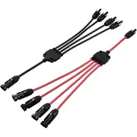 TRU COMPONENTS Je 1x Verteiler Y Solarstecker Stecker auf 4x Buchse + Buchse auf 4x Stecker TC-