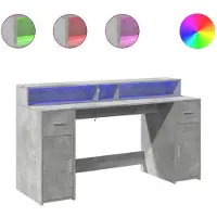 vidaXL LED-Schreibtisch Betongrau 160x55x91 cm Holzwerkstoff
