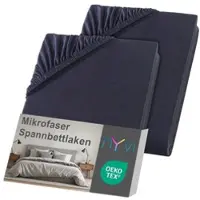 NYVI Spannbettlaken DreamScience Mikrofaser - Weich & Anschmiegsam, Rundumgummizug, Bügelfrei 180 - 200x220 + 40 cm Boxspringbett (2er Pack) schwarz