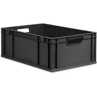 Proregal Eurobox NextGen Grip, HxBxT 22x40x60cm, 44 Liter, Griffe offen, Schwarz, Eurobehälter, Transportbehälter