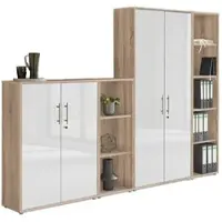 BMG Möbel Aktenschrank Office Edition Sw Set 4 Sonoma Eiche/Weiß