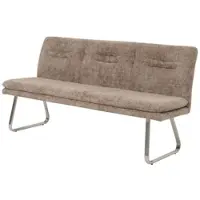 BERLINLODGE Sitzbank | HxBxT 93x180x58cm | Sitzhöhe 51cm | Lehne Stoff/Textil Chenille Edelstahl gebürstet 180cm | Braun | Esszimmerbank Bank Polsterbank