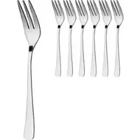 Gräwe Kuchengabeln Würzburg, silber poliert, Edelstahl 18/0, 14,5 cm, 6 Stück