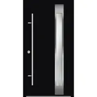 Haustuerenland.de Flügelüberdeckende Aluminium Haustür "PALOMA" 82 mm RC2 Tiefschwarz RAL 9005 beidseitig innen öffnend DIN links