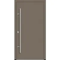 Haustuerenland.de Flügelüberdeckende Aluminium Haustür "VALERIA" 82 mm RC2 Beigegrau RAL 7006 beidseitig innen öffnend DIN links