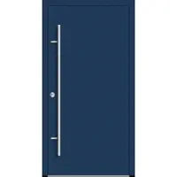 Haustuerenland.de Flügelüberdeckende Aluminium Haustür "VALERIA" 82 mm RC2 Saphirblau RAL 5003 beidseitig innen öffnend DIN links
