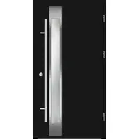 Haustuerenland.de Flügelüberdeckende Aluminium Haustür "SABRINA" 82 mm RC2 Tiefschwarz RAL 9005 beidseitig außen öffnend DIN rechts