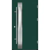 Haustuerenland.de Flügelüberdeckende Aluminium Haustür "SABRINA" 82 mm RC2 Moosgrün RAL 6005 beidseitig außen öffnend DIN rechts