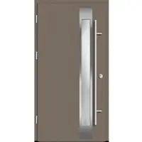 Haustuerenland.de Flügelüberdeckende Aluminium Haustür "SABRINA" 82 mm RC2 Beigegrau RAL 7006 beidseitig außen öffnend DIN links