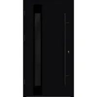 Haustuerenland.de Flügelüberdeckende Aluminium Haustür "PALOMA" 82 mm RC2 BLACKLINE Tiefschwarz RAL 9005 beidseitig außen öffnend DIN links
