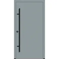 Haustuerenland.de Flügelüberdeckende Aluminium Haustür "VALERIA" 82 mm RC2 BLACKLINE Silbergrau RAL 7001 beidseitig innen öffnend DIN links
