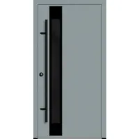 Haustuerenland.de Flügelüberdeckende Aluminium Haustür "SABRINA" 82 mm RC2 BLACKLINE Silbergrau RAL 7001 beidseitig innen öffnend DIN links