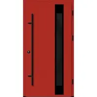 Haustuerenland.de Flügelüberdeckende Aluminium Haustür "PALOMA" 82 mm RC2 BLACKLINE Feuerrot RAL 3000 beidseitig außen öffnend DIN rechts