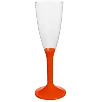 Monouso - Mehrweg Sektglas aus PS Fuß Rot 120ml 2-teilig (20 Stück)