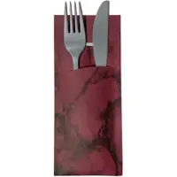 Ornamensa 30 Bestecktaschen mit Serviette bordeaux marmoriert 20 cm