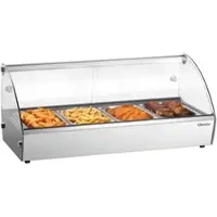 Bartscher Heiße Aufsatzvitrine R4 4 x 1/3 GN, Platzsparende Aufsatzvitrine für die Ausgabe und Präsentation warmer Speisen, 1 Stück